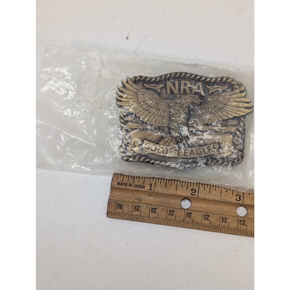 Vintage NRA Golden Eagle Belt Buckle Brass USA Patriotic Eagle Emblem 981198 New - Picture 9 of 12